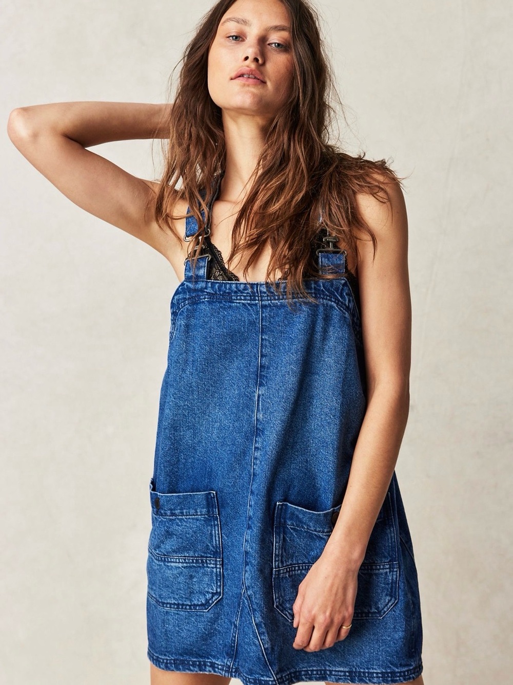 We The Free Denim Overall Dress in Blue